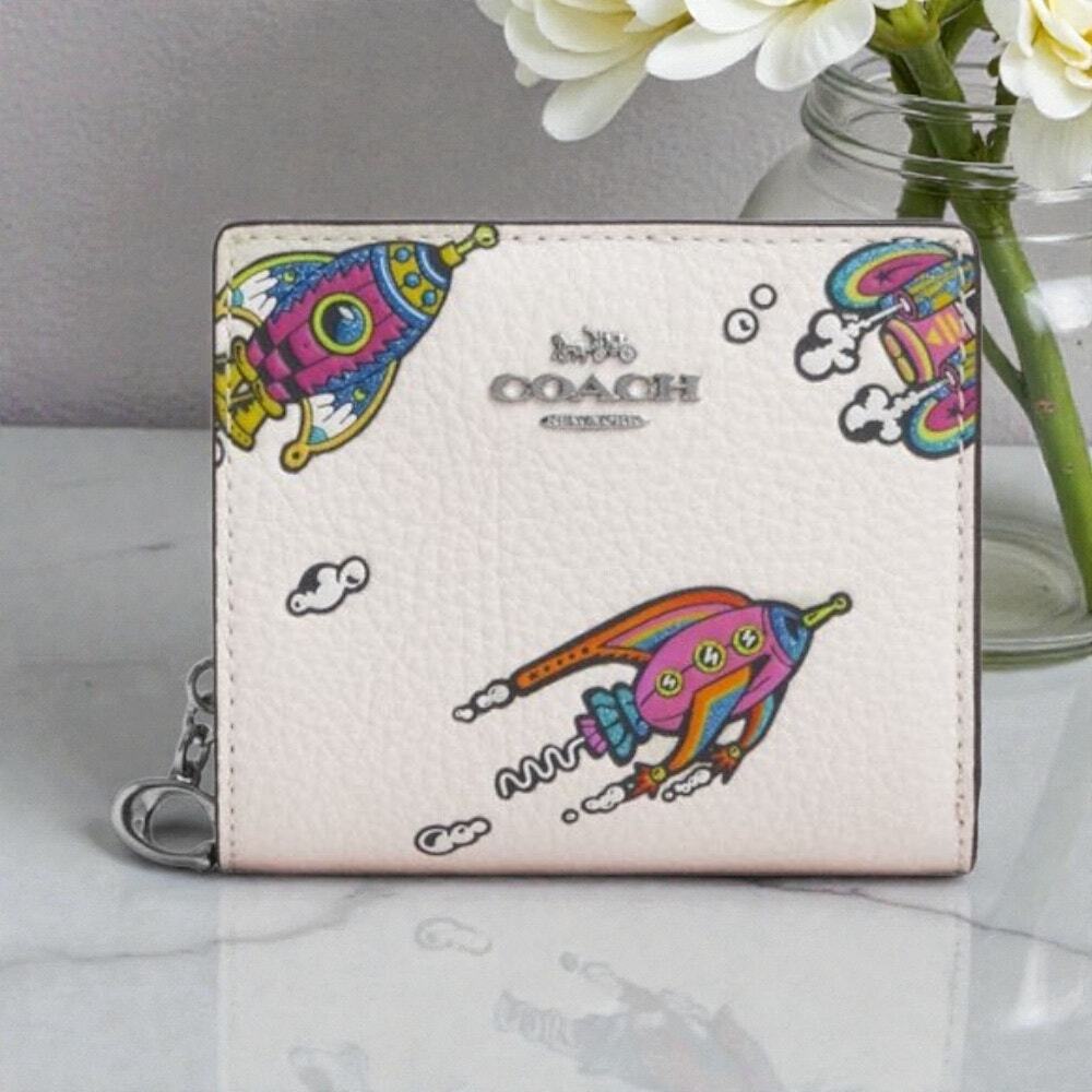 Cosmic Coach Snap Wallet With Rocket Print CW791